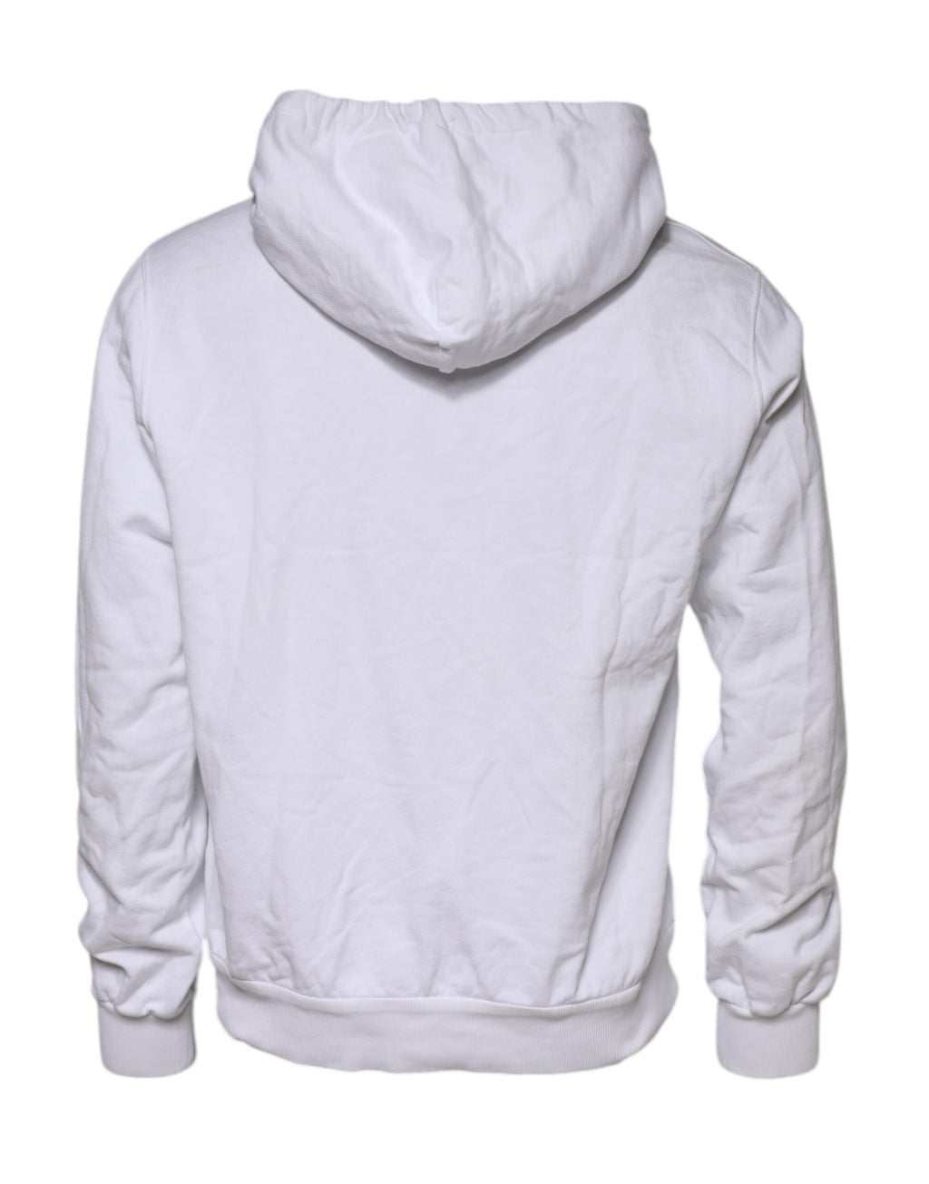 Sweat à capuche blanc Dolce & Gabbana avec logo embossé, vêtement décontracté en coton, vue de face.