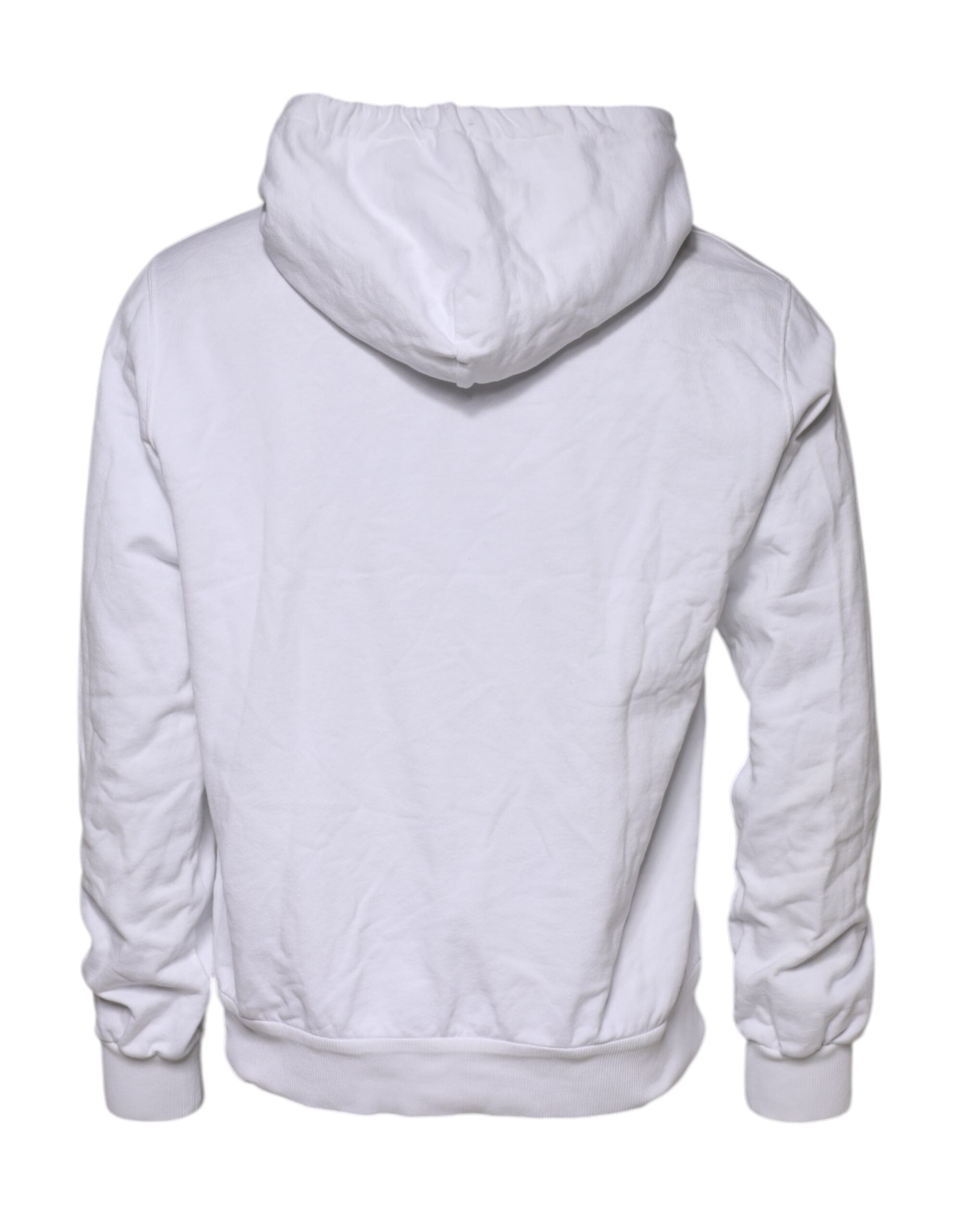 Sweat à capuche blanc Dolce & Gabbana avec logo embossé, vêtement décontracté en coton, vue de face.