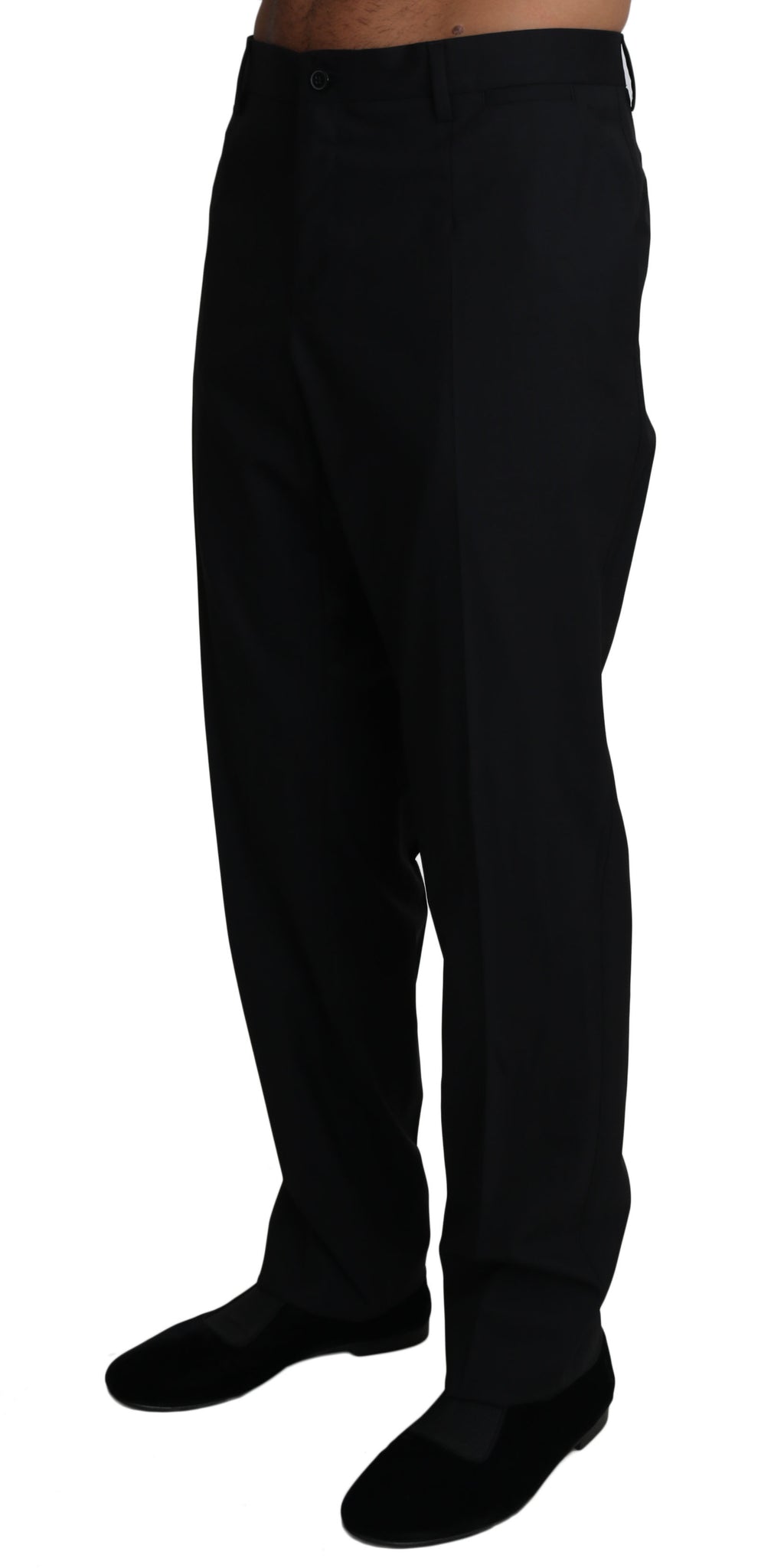 Pantalon noir en laine extensible Dolce & Gabbana, coupe élégante et ajustée, pour femme ou homme sophistiqué.