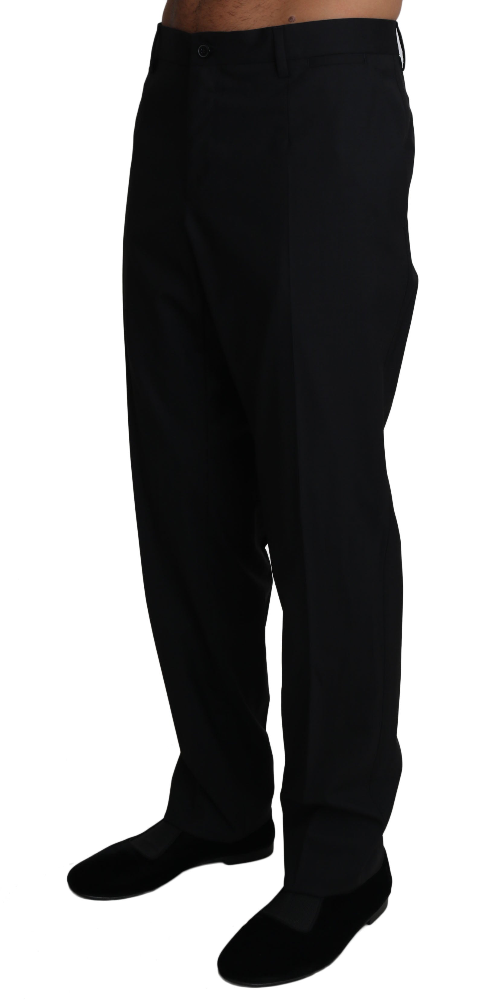 Pantalon noir en laine extensible Dolce & Gabbana, coupe élégante et ajustée, pour femme ou homme sophistiqué.