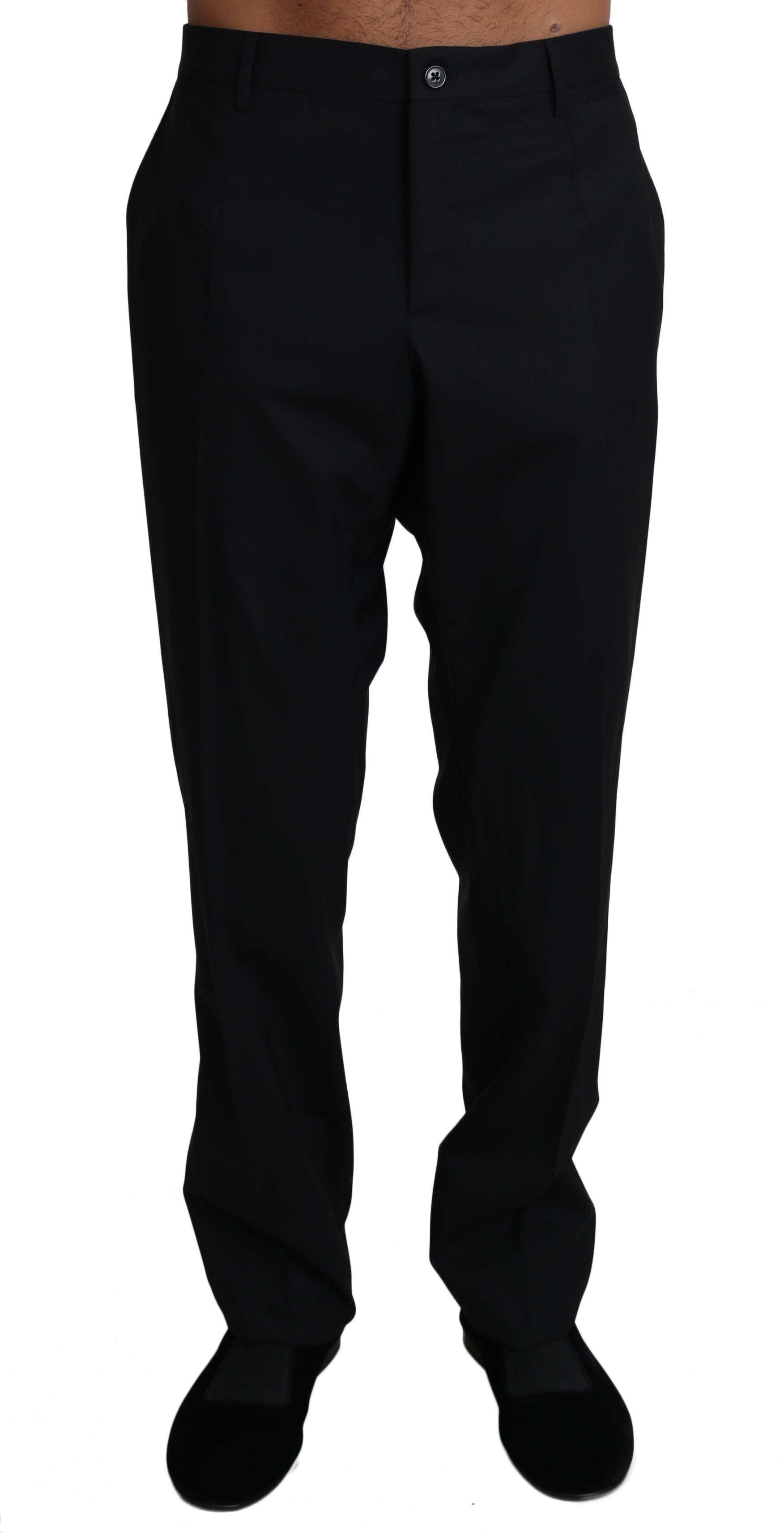 Pantalon Dolce & Gabbana en laine noire extensible, pantalon élégant pour femmes avec coupe ajustée et finition sophistiquée