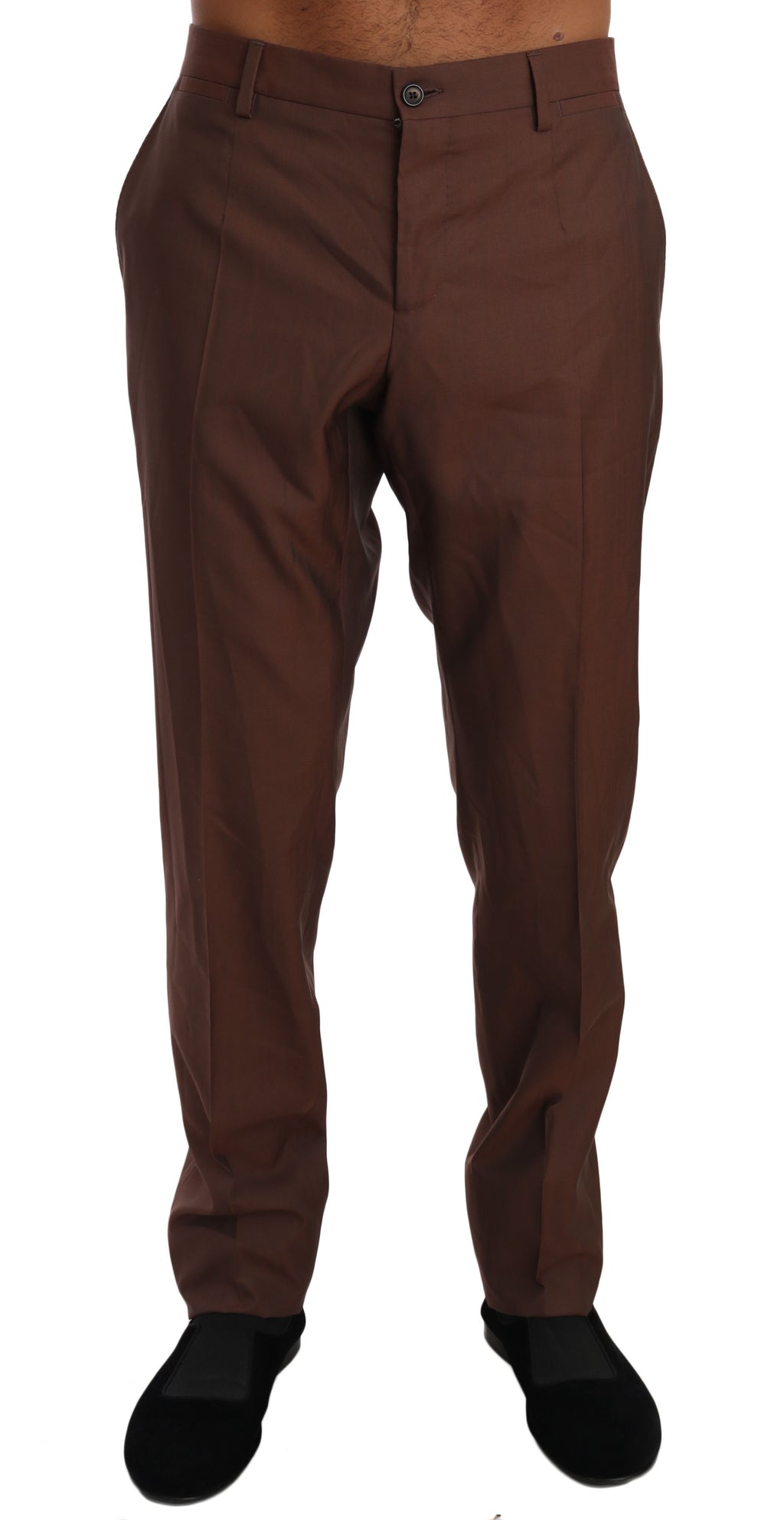 Pantalon formel en laine et soie marron de Dolce & Gabbana, élégant et sophistiqué, pour homme ou femme.
