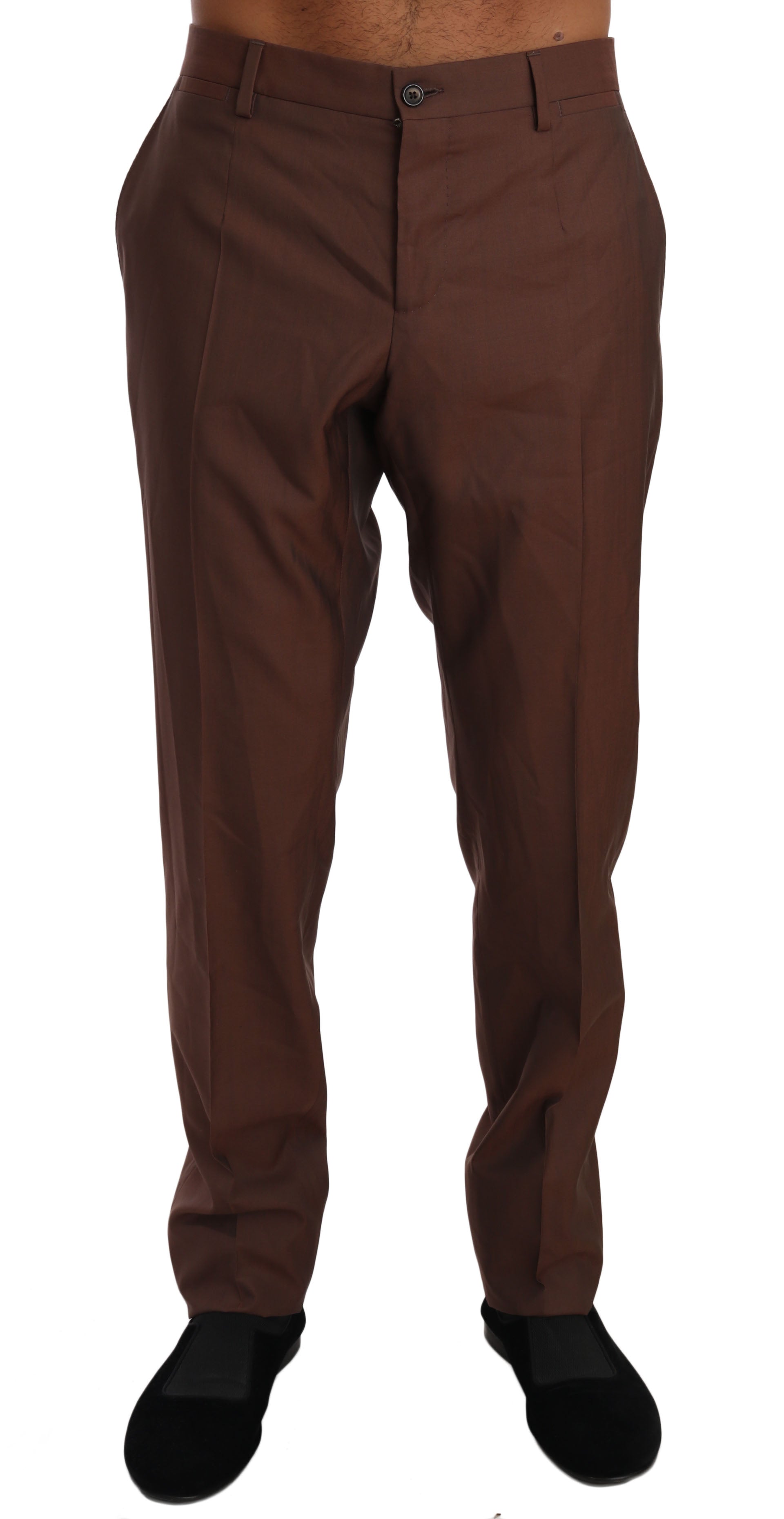 Pantalon formel en laine et soie marron de Dolce & Gabbana, élégant et sophistiqué, pour homme ou femme.