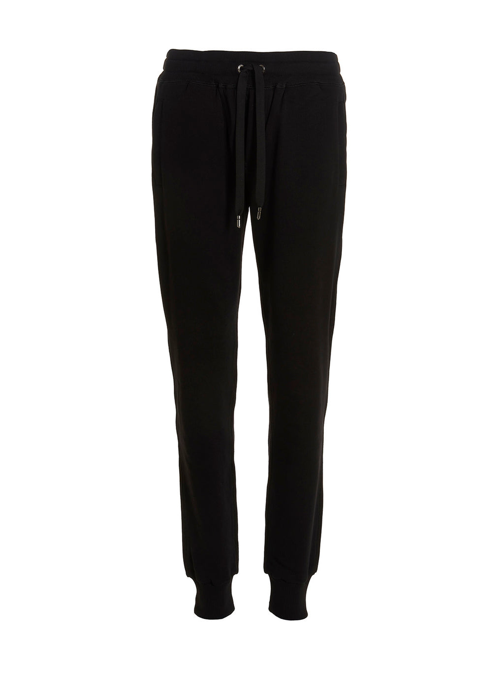 Pantalons de jogging en coton noir Dolce & Gabbana pour hommes, style décontracté avec logo discret sur la jambe.