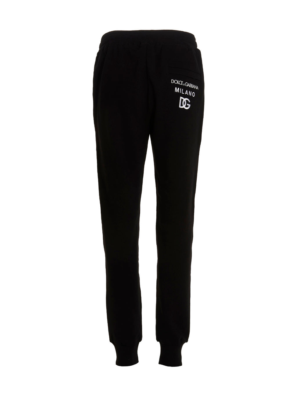Pantalons de jogging en coton noir Dolce & Gabbana pour homme, vêtements de sport confortables et élégants, vus de face.