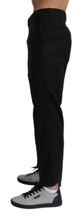 Pantalon formel en coton et laine noir de Dolce & Gabbana, coupe élégante et sophistiquée, pour homme.