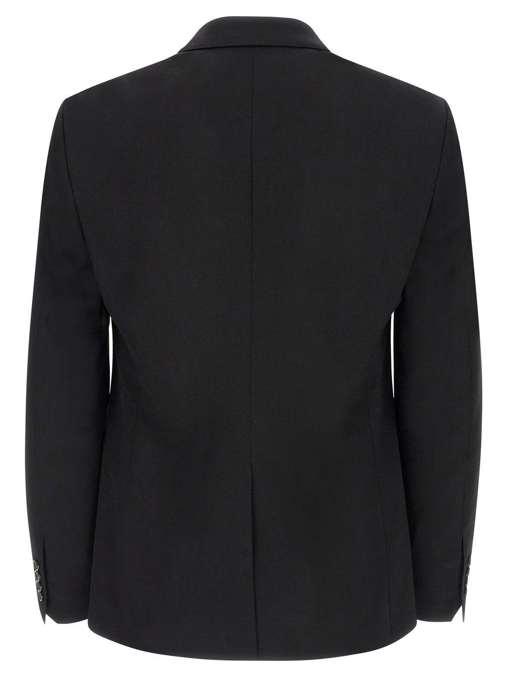 Veste blazer en laine vierge noire de Dolce & Gabbana, coupe élégante et style sophistiqué pour homme ou femme.