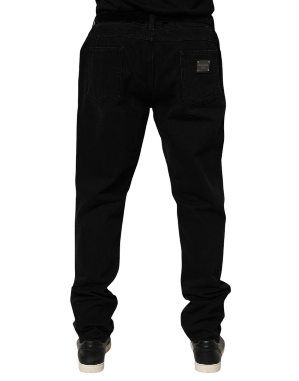 Pantalon homme en jean regular en coton noir de Dolce & Gabbana, style classique et coupe ajustée.