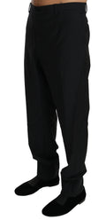 Pantalon de costume noir pour homme de marque Dolce & Gabbana, tissu en laine élégant et coupe formelle.