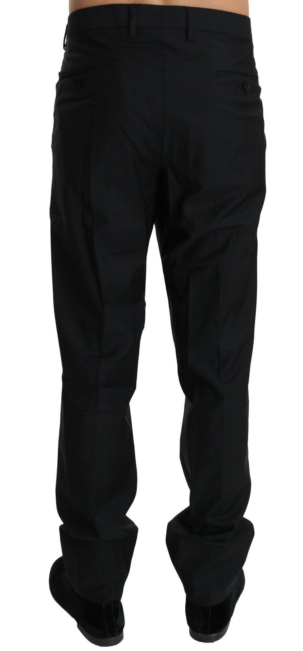Pantalon habillé noir pour homme de Dolce & Gabbana en laine, pantalon formel élégant avec coupe classique.