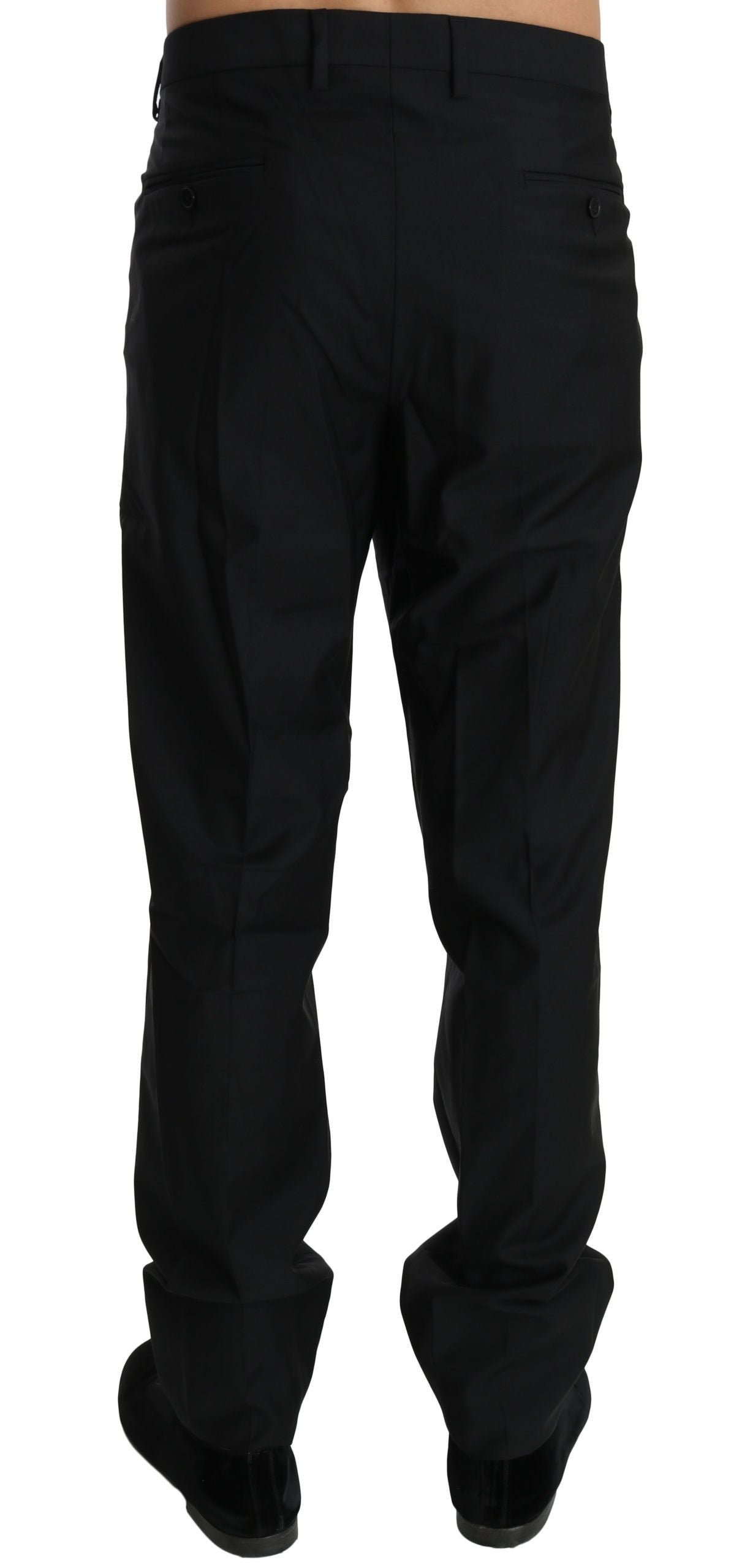 Pantalon habillé noir pour homme de Dolce & Gabbana en laine, pantalon formel élégant avec coupe classique.