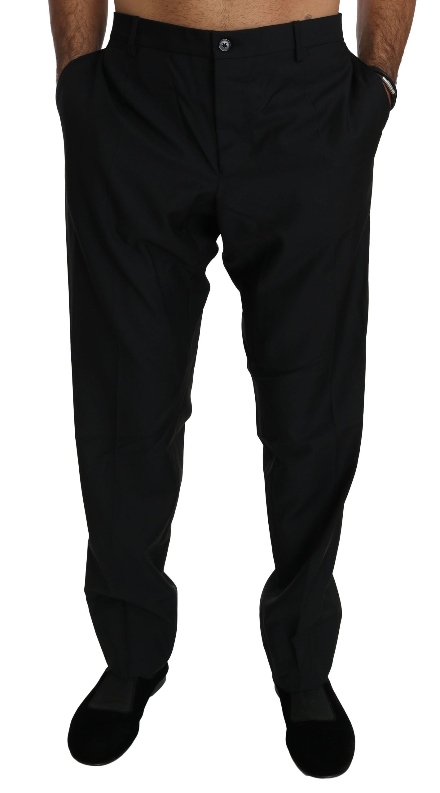 Pantalon en laine noir Dolce & Gabbana pour homme, costume formel, pantalon élégant et sophistiqué.