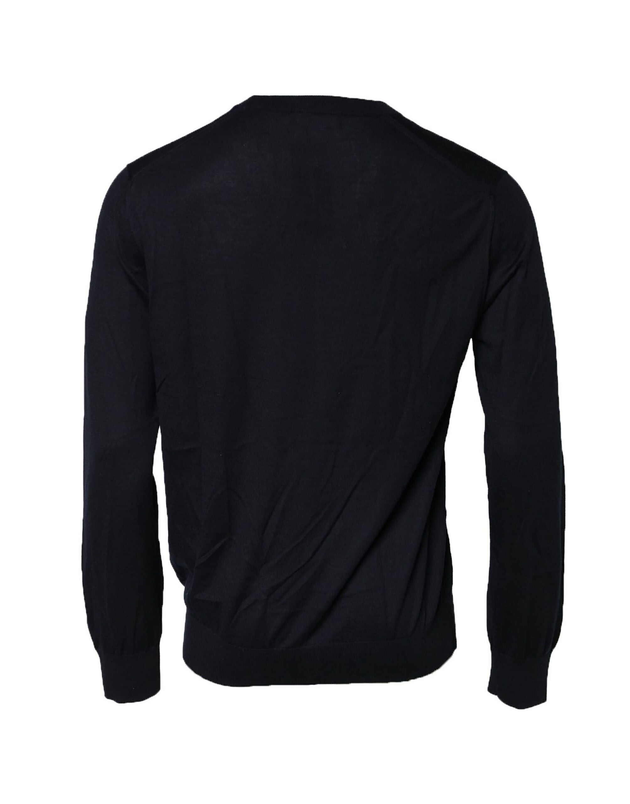 Pull à manches longues noir Dolce & Gabbana avec col rond, en maille douce et élégante.