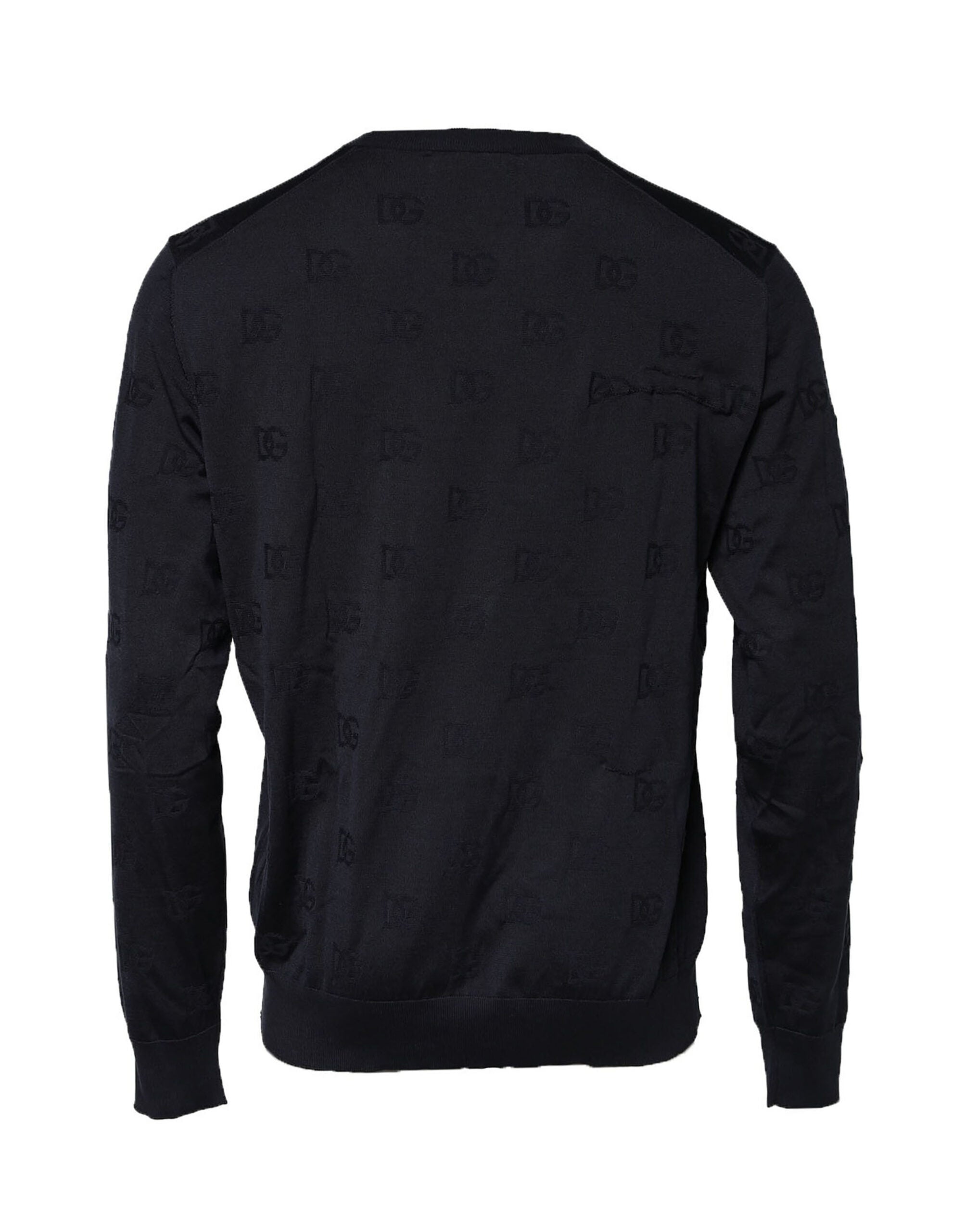 Sweatshirt en soie noire Dolce & Gabbana à col rond, style décontracté et confortable, visible sur l'image.