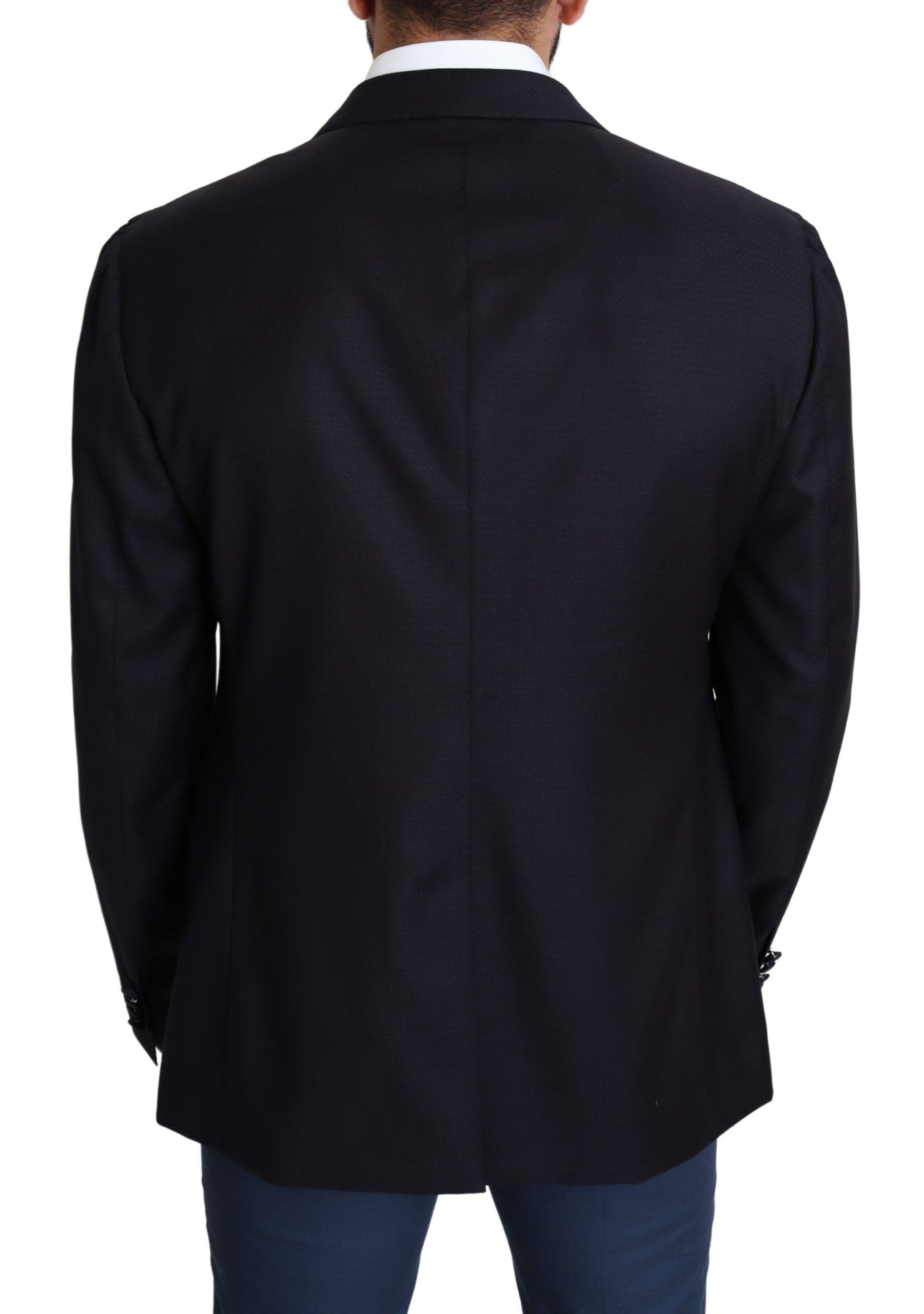 Veste blazer noire en laine Dolce & Gabbana, coupe simple à un bouton, style élégant et sophistiqué.