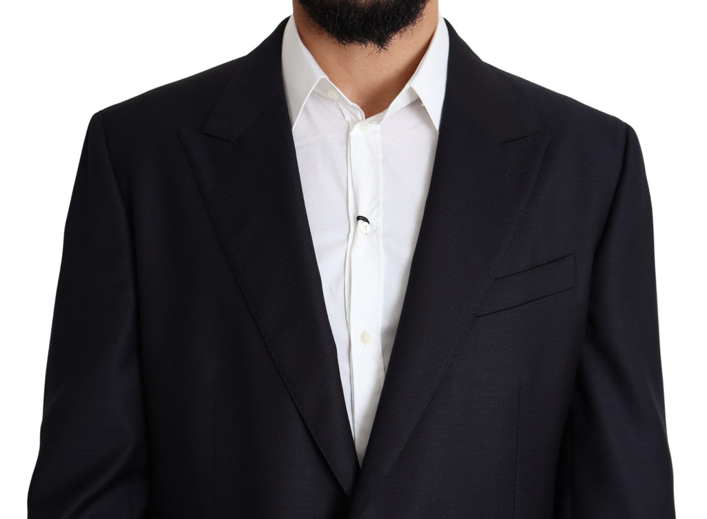 Veste noire en laine Dolce & Gabbana Napoli à un bouton, coupe classique, détails élégants, portée masculine.