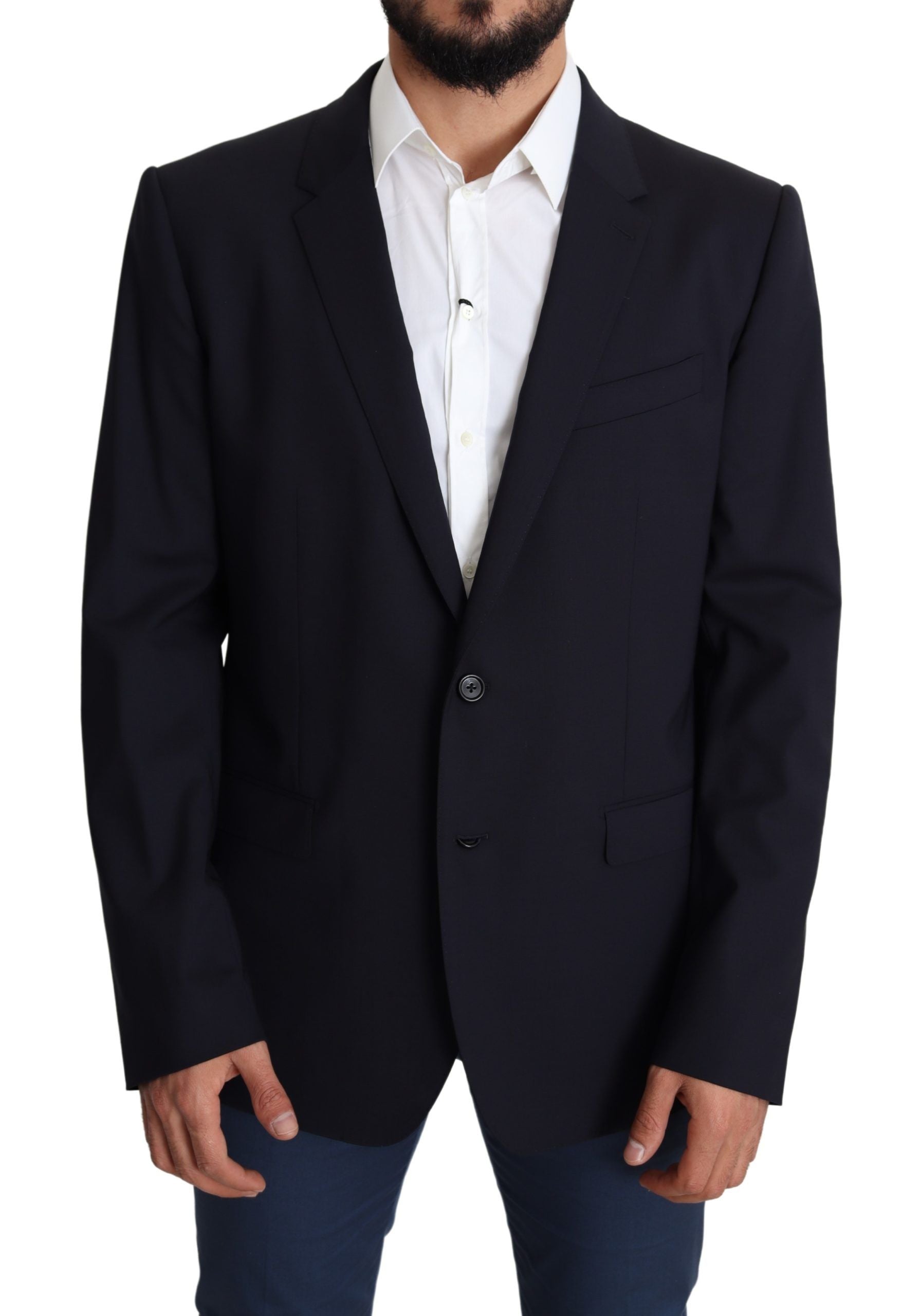 Manteau homme noir en laine extensible Dolce & Gabbana Martini blazer, veste élégante avec finition raffinée.
