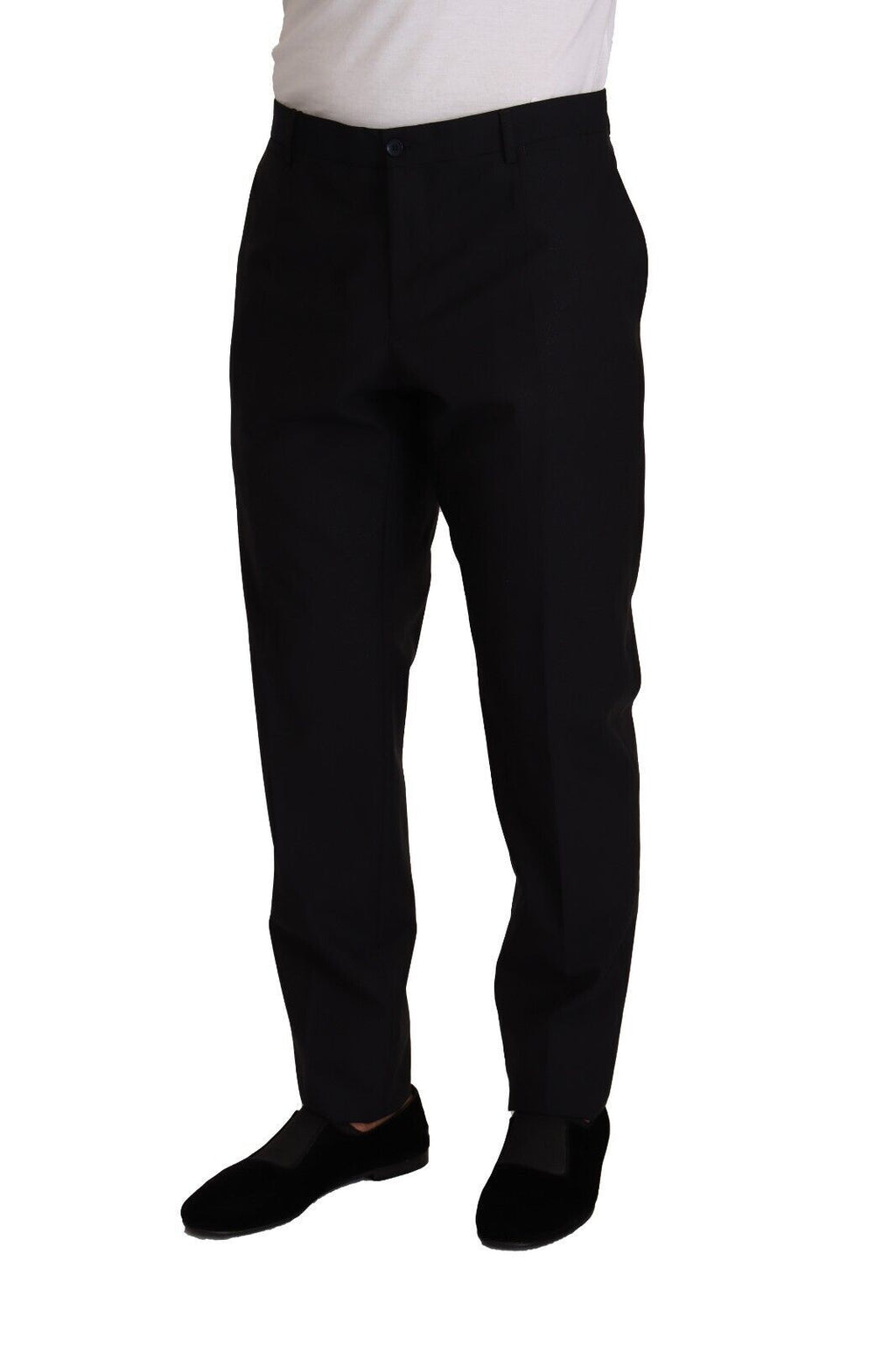 Pantalon de costume en laine et soie bleue Dolce & Gabbana, élégant et sophistiqué pour occasion formelle.