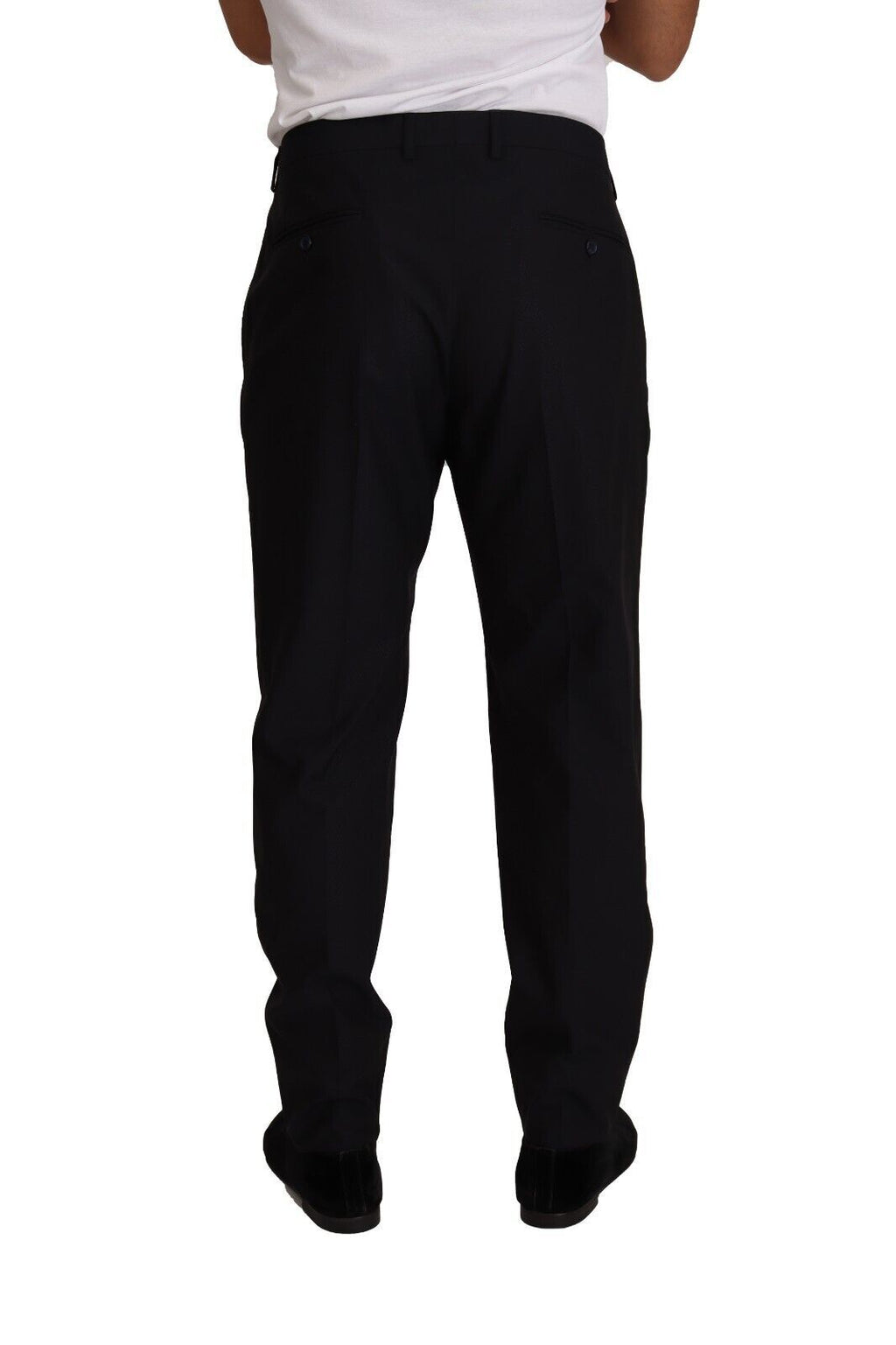 Pantalon de costume en laine et soie bleu Dolce & Gabbana, pantalon formel élégant pour femme.