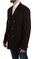 Manteau en cachemire bordeaux Dolce & Gabbana Taormina Blazer, vue de face avec détails élégants.