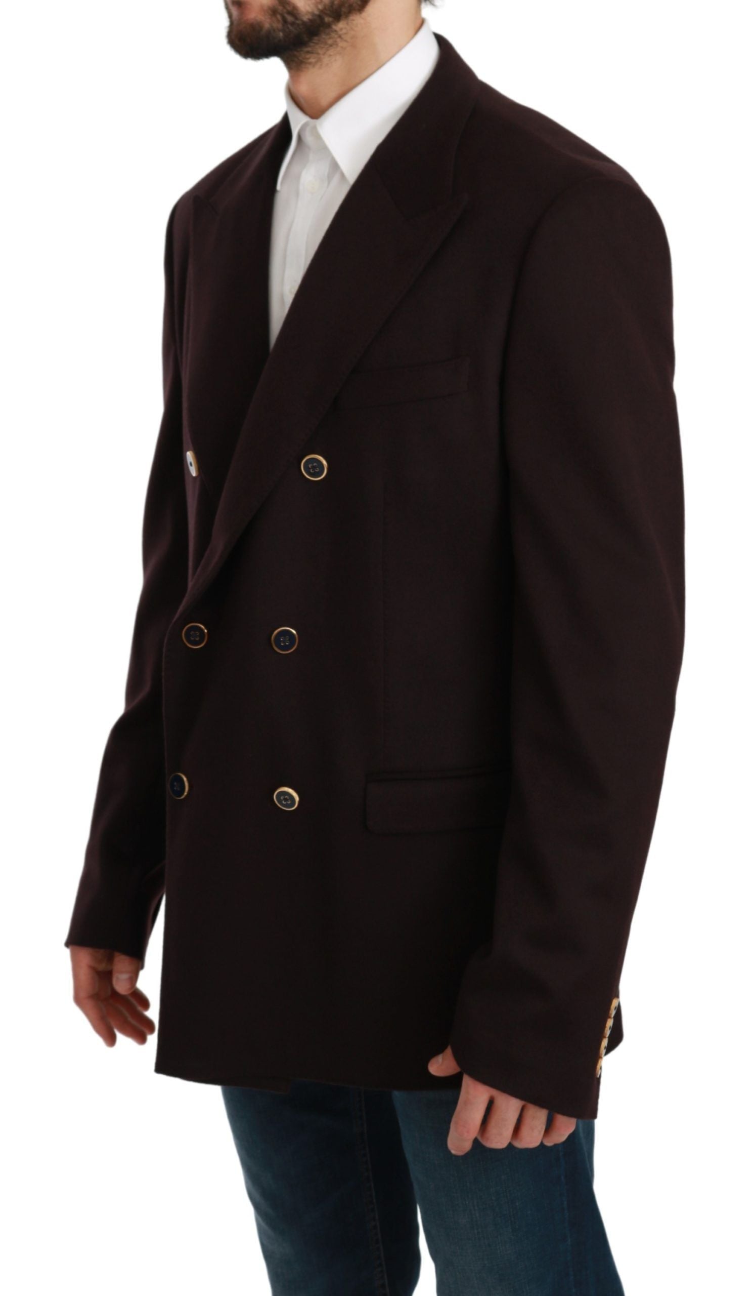 Manteau en cachemire bordeaux Dolce & Gabbana Taormina Blazer, vue de face avec détails élégants.