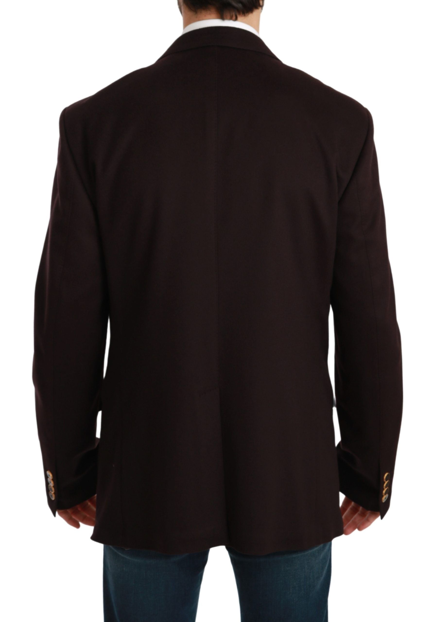 Manteau en cachemire bordeaux Dolce & Gabbana Taormina blazer, coupe élégante et détails raffinés visible sur l'image.