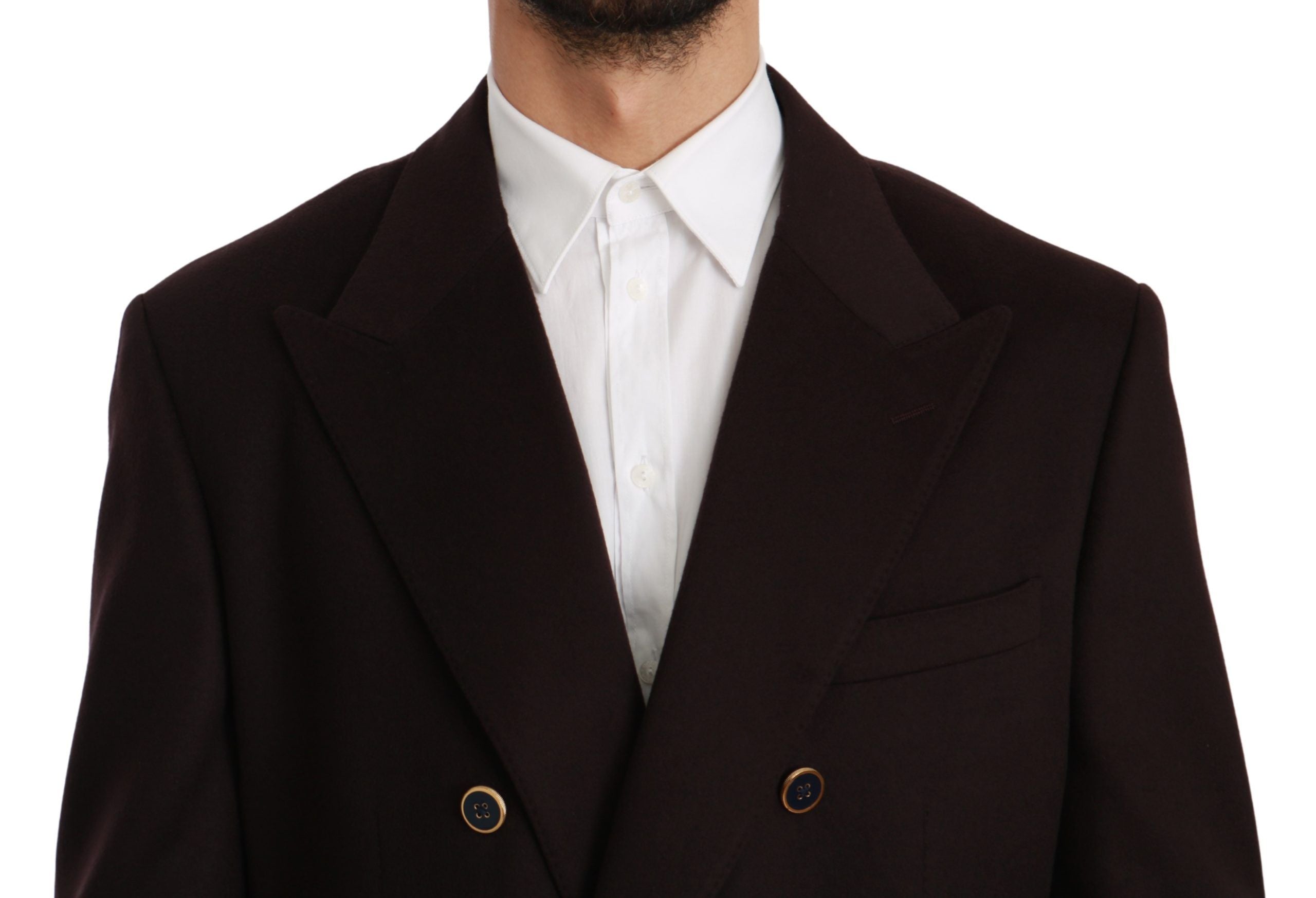 Manteau en cachemire Bordeaux Dolce & Gabbana Taormina blazer, coupe élégante, porté sur un mannequin.