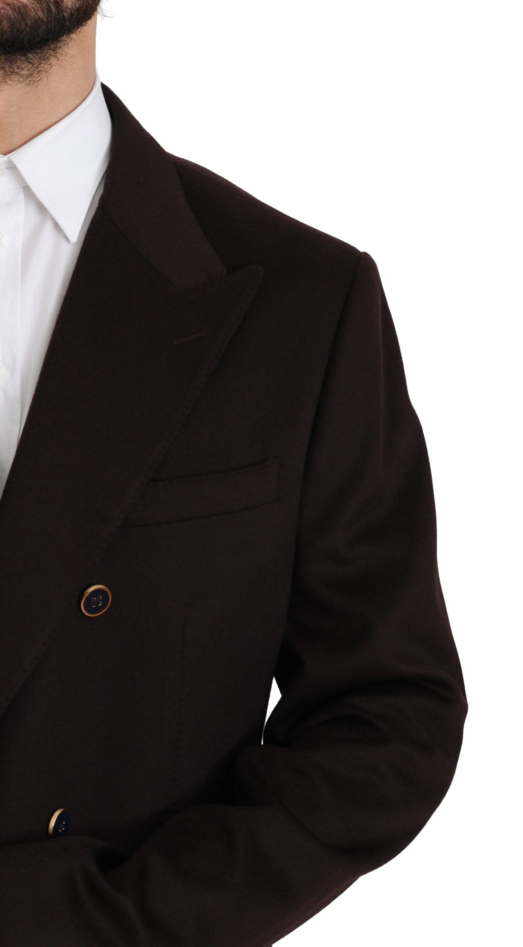 Manteau en cachemire Bordeaux Dolce & Gabbana Taormina blazer, coupe élégante, porté sur un mannequin.