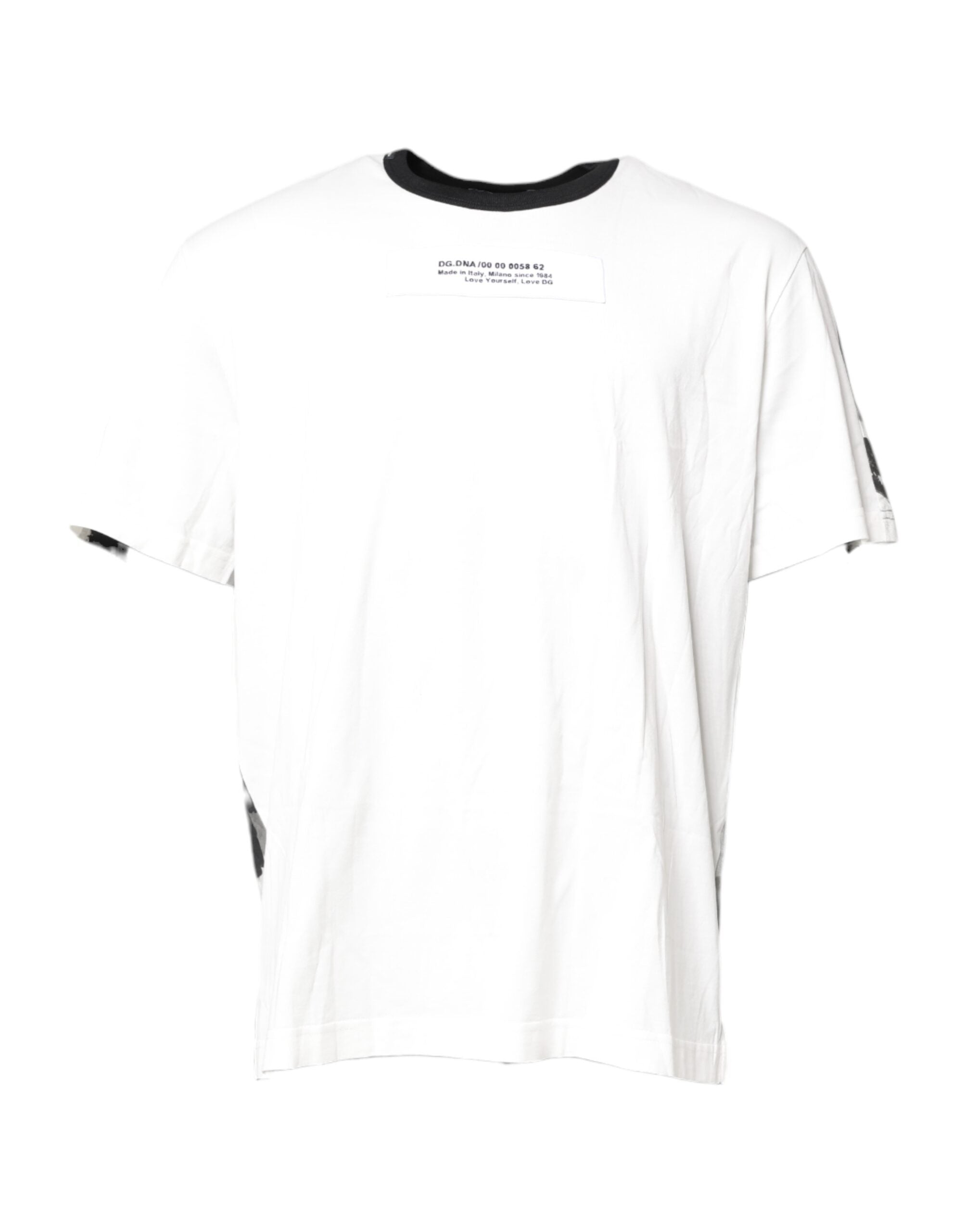 T-shirt à col rond Dolce & Gabbana multicolore camouflage, style décontracté, en coton, visible en gros plan.