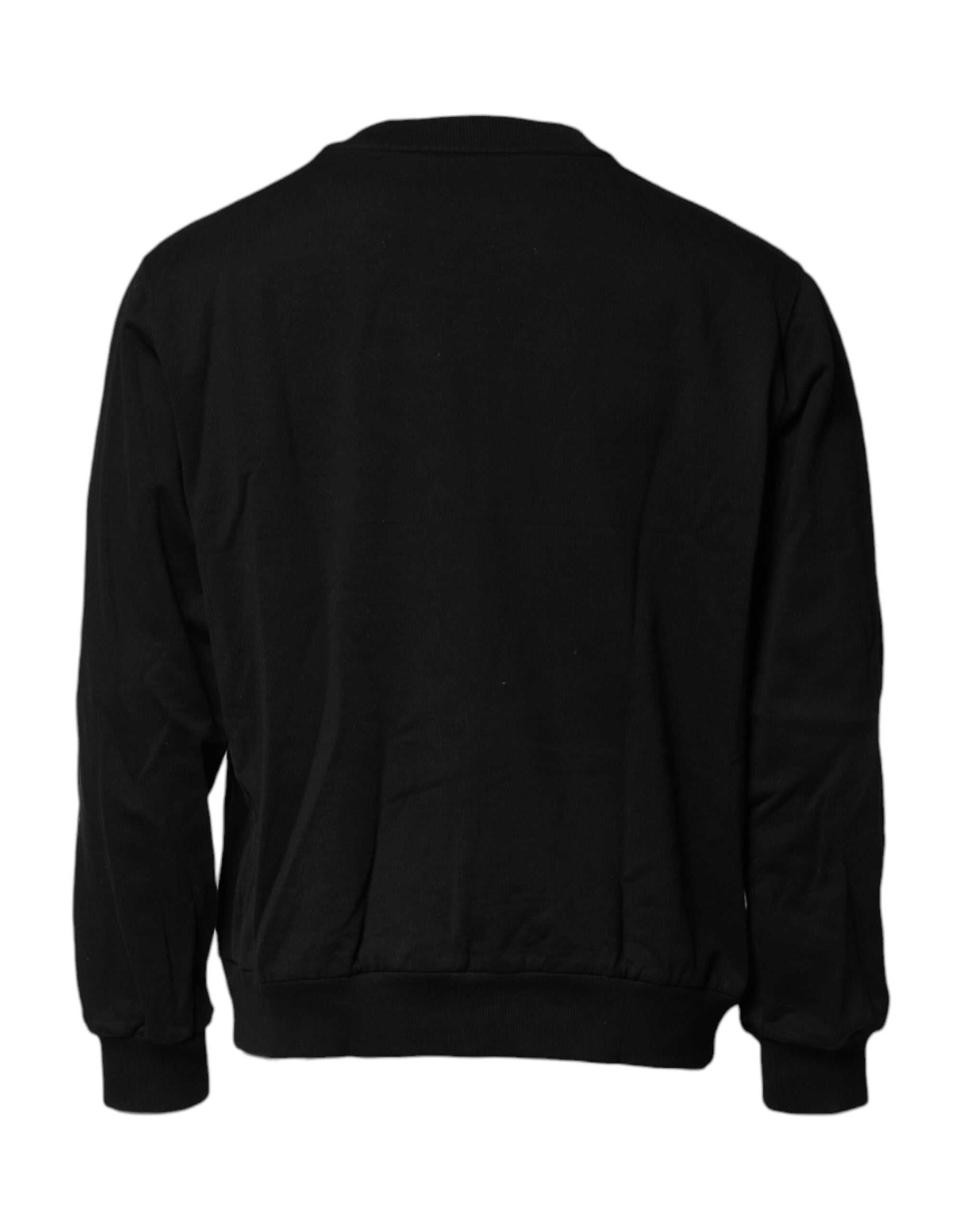 Sweatshirt noir Dolce & Gabbana avec broderie du logo, style décontracté et confortable, en tissu doux et côtelé.