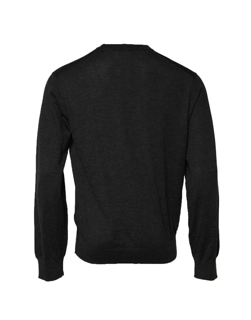 Pull à manches longues gris Dolce & Gabbana, col rond, en laine douce, élégant et confortable.