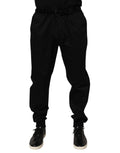 Pantalon décontracté en coton stretch noir de Dolce & Gabbana, coupe moderne et confort élégant.