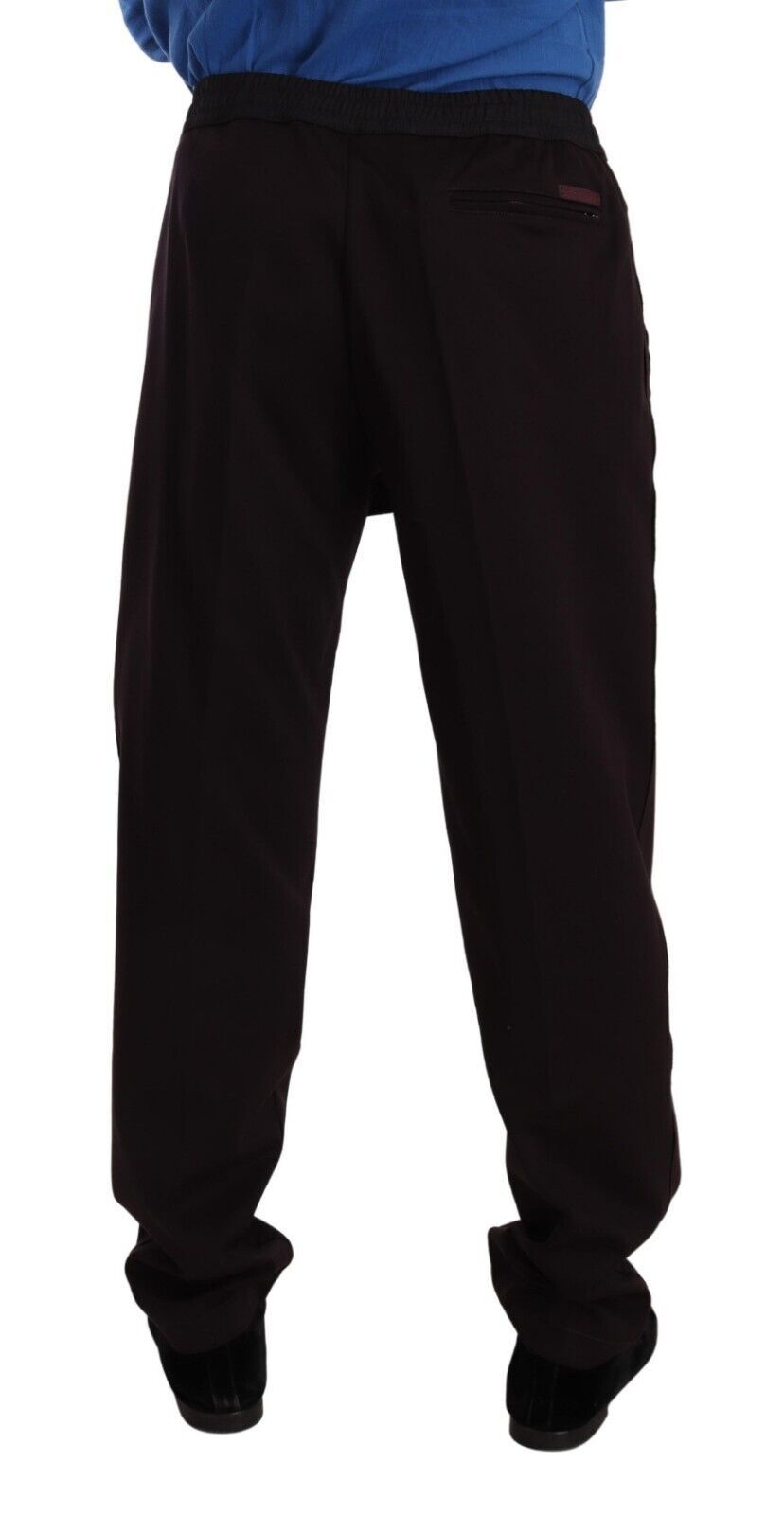 Pantalon homme skinny en coton bordeaux de Dolce & Gabbana, style élégant et ajusté, vue de face.