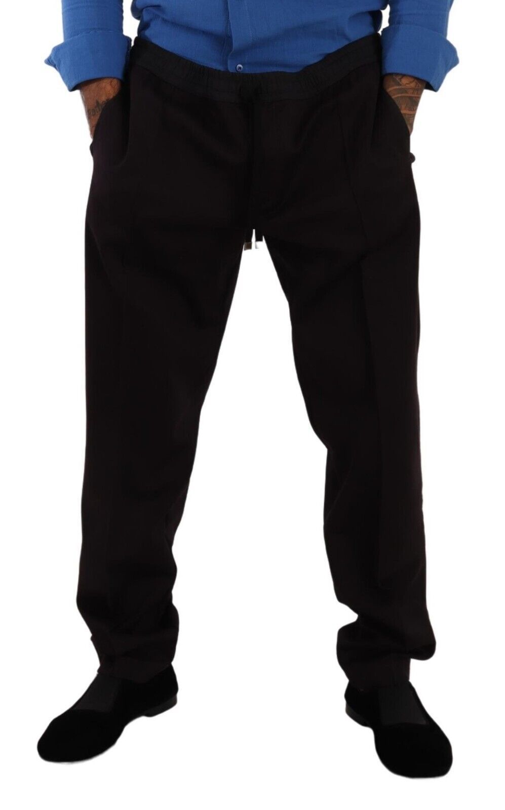 Pantalon homme Dolce & Gabbana en coton bordeaux, coupe skinny, style élégant et ajusté.