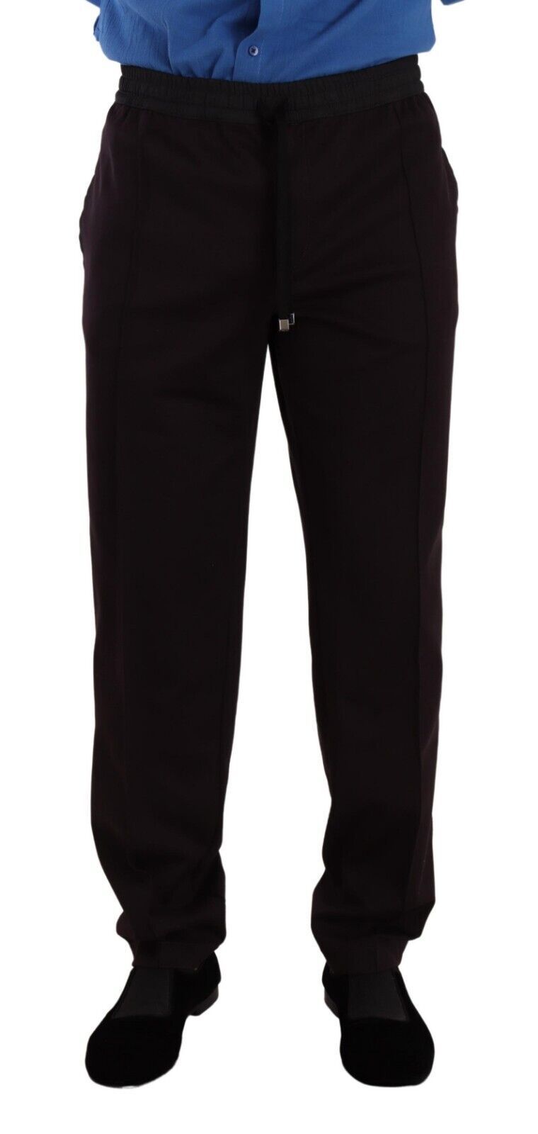Pantalon homme Dolce & Gabbana en coton bordeaux, coupe skinny, style élégant et ajusté.