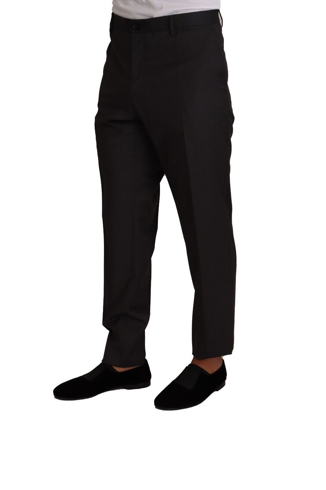 Pantalon de costume en laine grise Dolce & Gabbana pour homme, style formel et élégant, avec coupe droite.