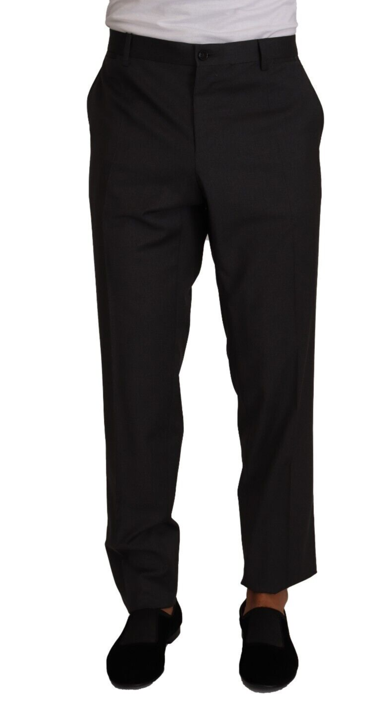 Pantalon de smoking gris en laine Dolce & Gabbana pour homme, pantalon formel élégant avec coupe classique.