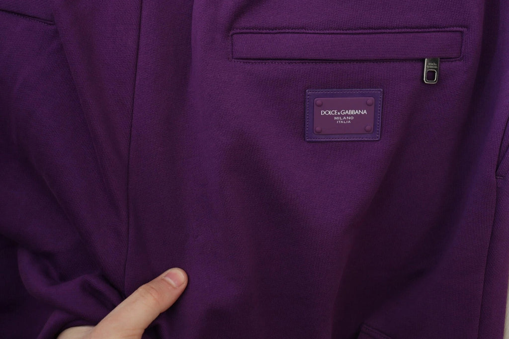 Pantalons de jogging cargo en coton violet Dolce & Gabbana avec poches latérales et taille élastique.