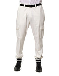 Pantalon cargo pour homme Dolce & Gabbana, pantalon blanc en coton avec poches et coupe décontractée.