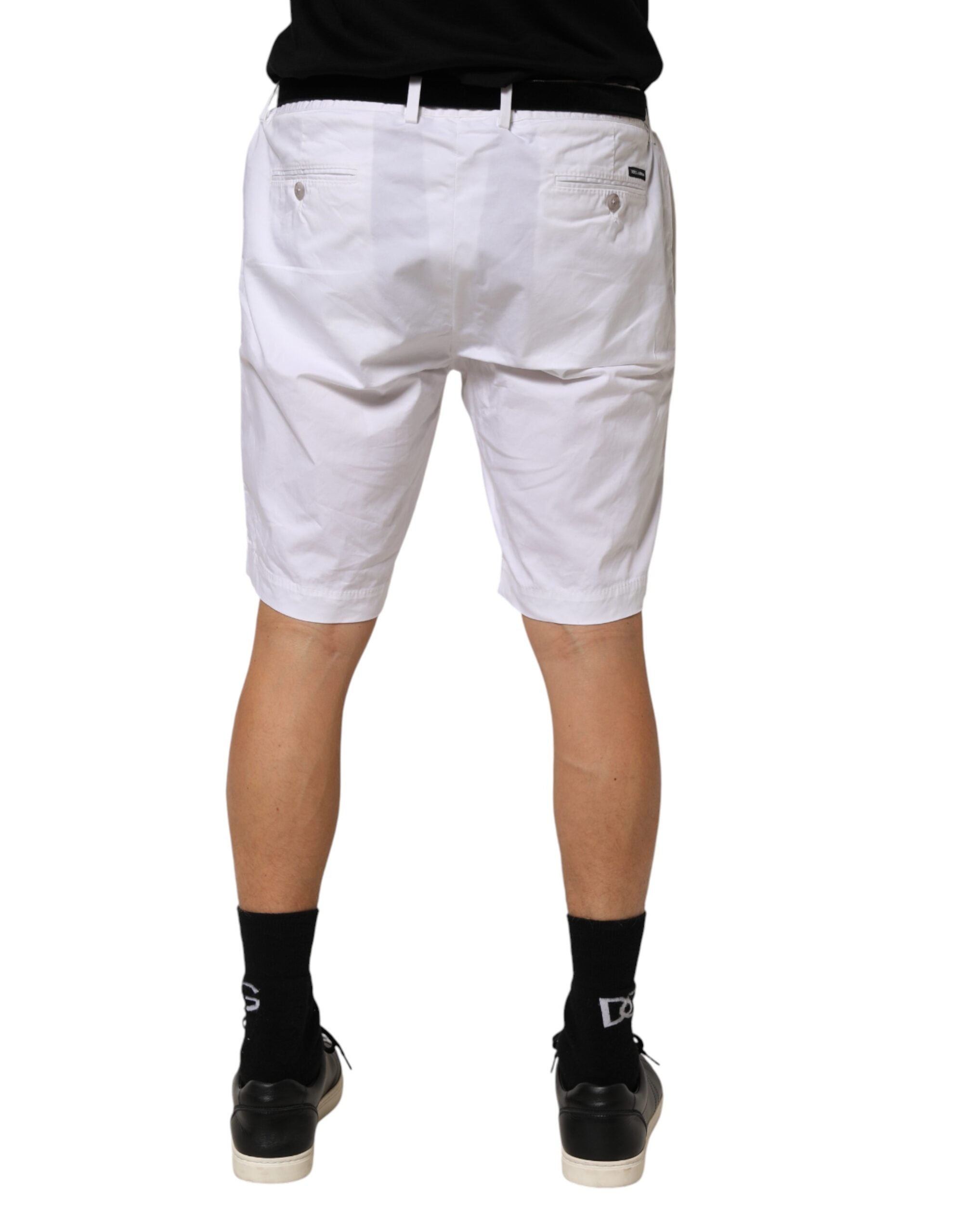 Pantalons bermuda homme en coton stretch blanc de Dolce & Gabbana, vêtement décontracté et élégant pour homme.