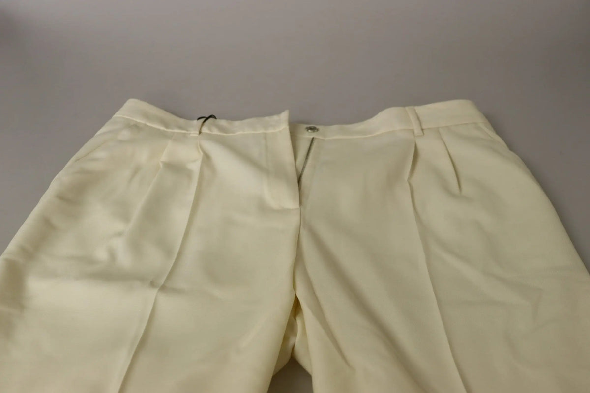Pantalon ivoire dolce & gabbana taille haute plissé avec coupe ajustée et fermeture par boutons