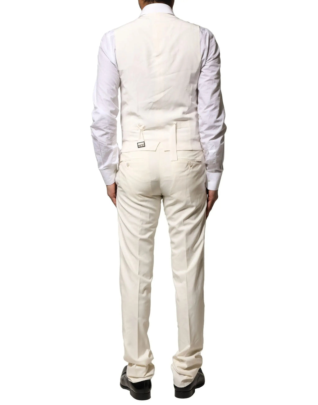 Costume trois pièces dolce gabbana ivoire en laine avec veste assortie et pantalon à couture discrète
