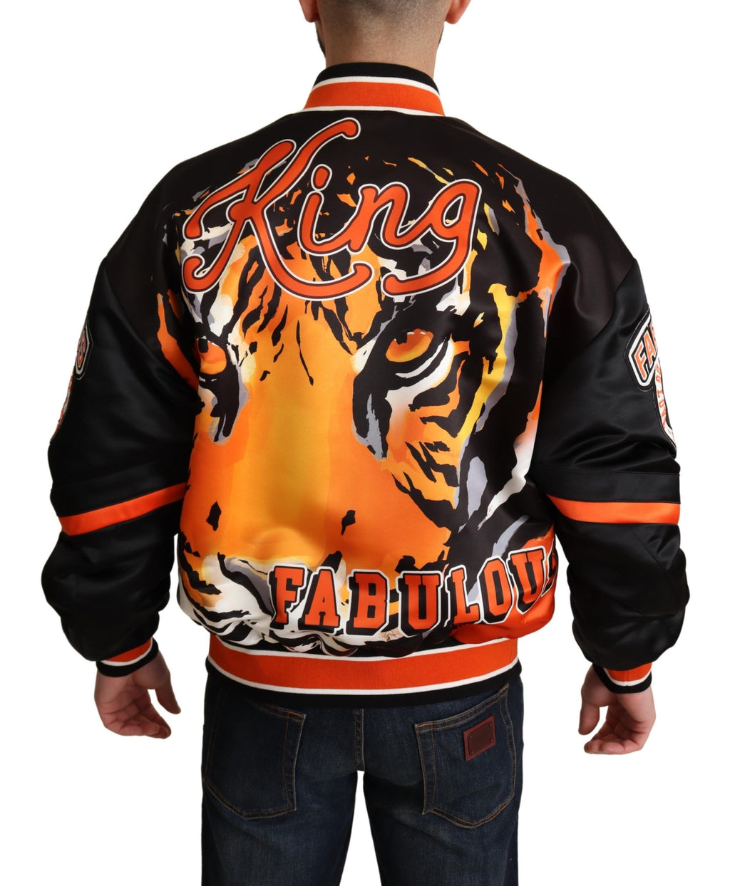Veste bomber multicolore Dolce & Gabbana King Logo DGMILLENNIALS avec logo visible, mode urbaine élégante et moderne.