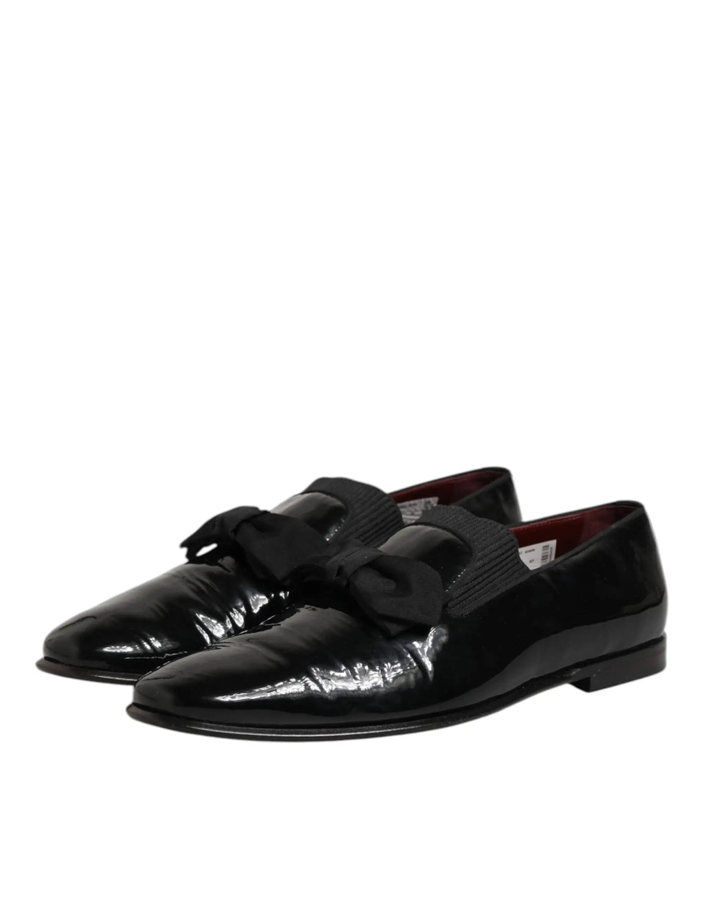 Dolce & gabbana mocassins en cuir noir verni pour homme avec nœud sur le dessus chaussure habillée