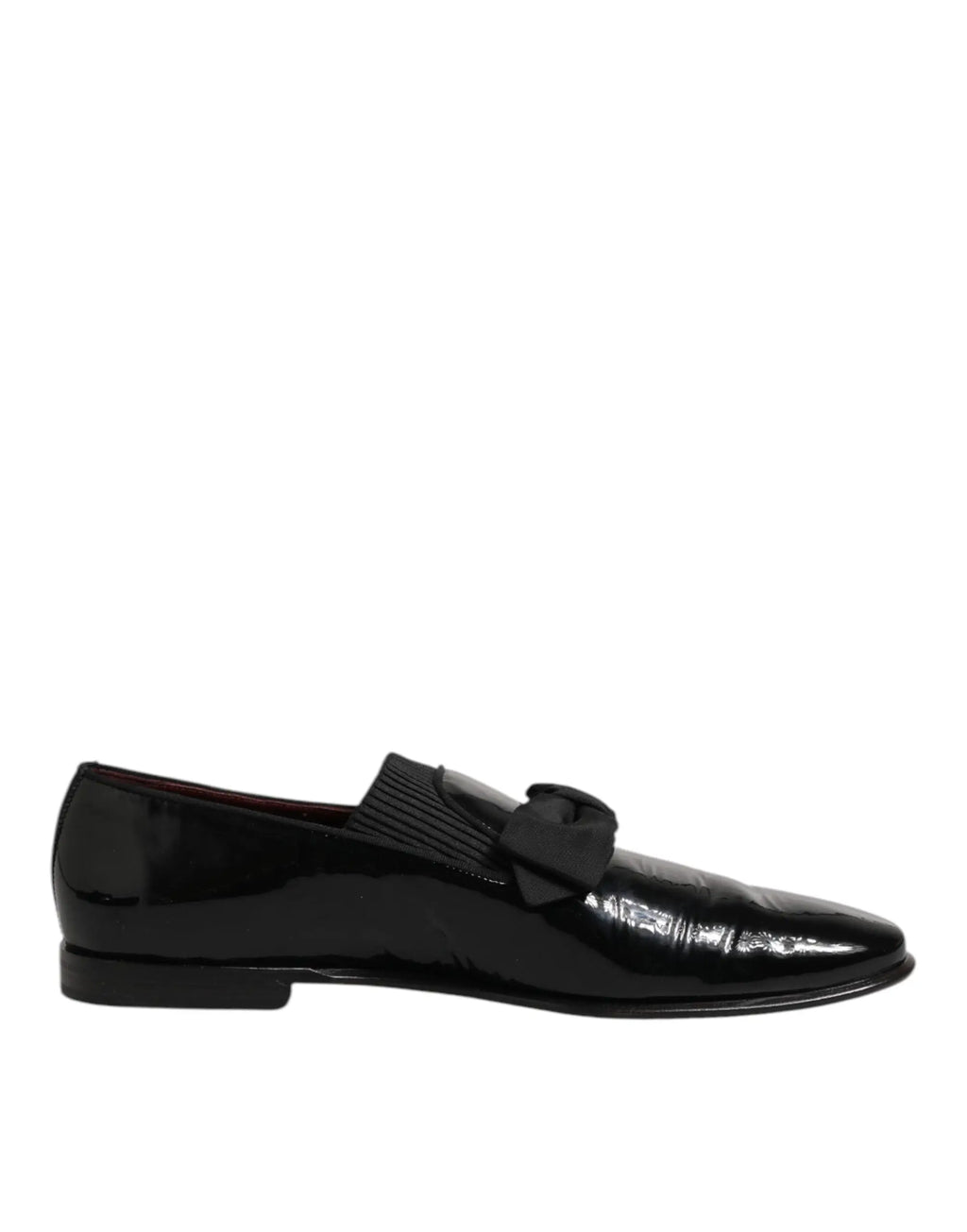 Dolce & gabbana mocassins en cuir noir verni avec un nœud décoratif pour homme chaussures formelles