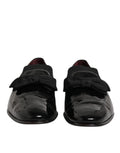 Dolce & gabbana leather loafers for men in black patent leather with knitted collar and prominent bow on the front