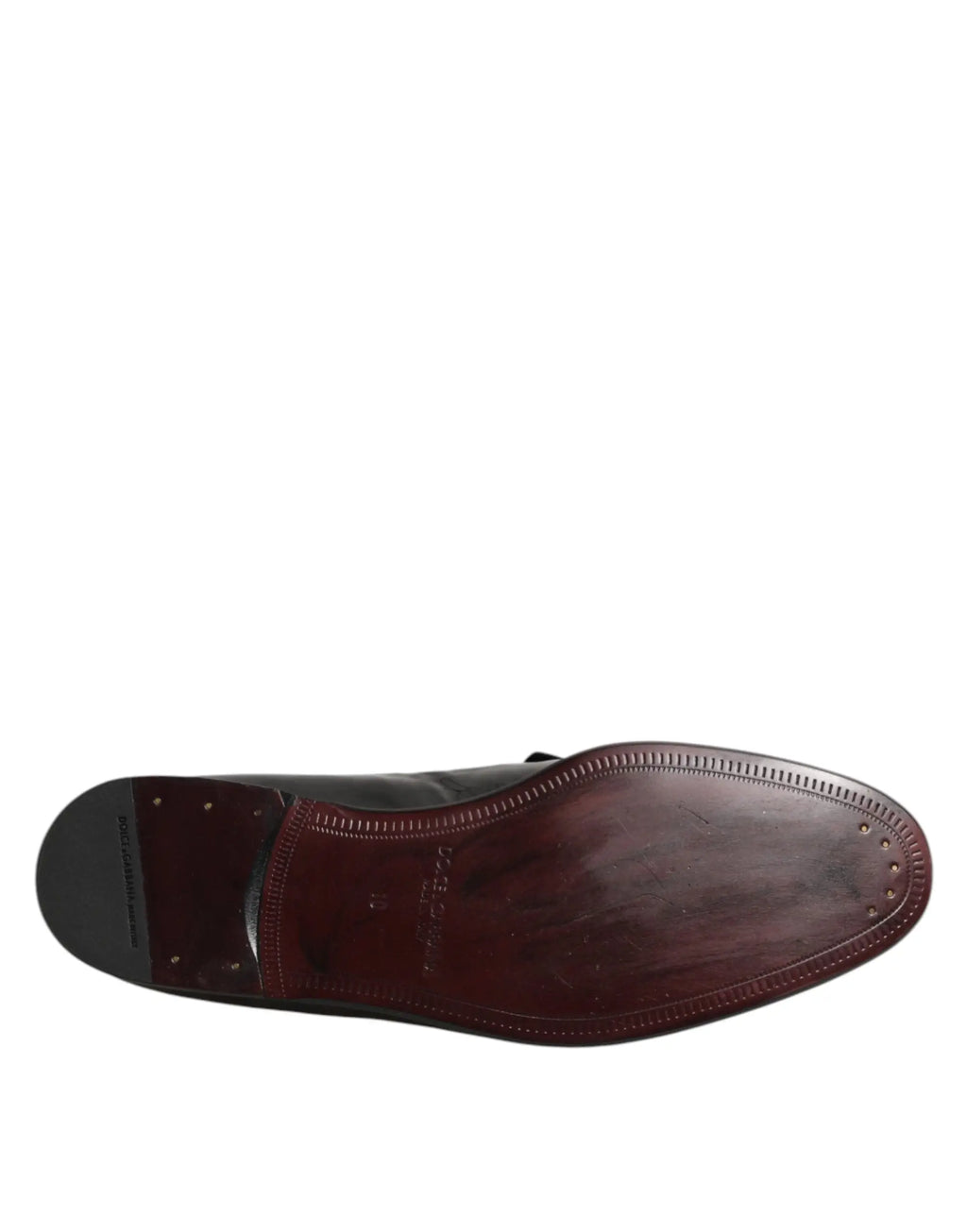 Semelle arrière de chaussure en cuir marron foncé avec talon en caoutchouc noir chaussures habillées dolce & gabbana homme