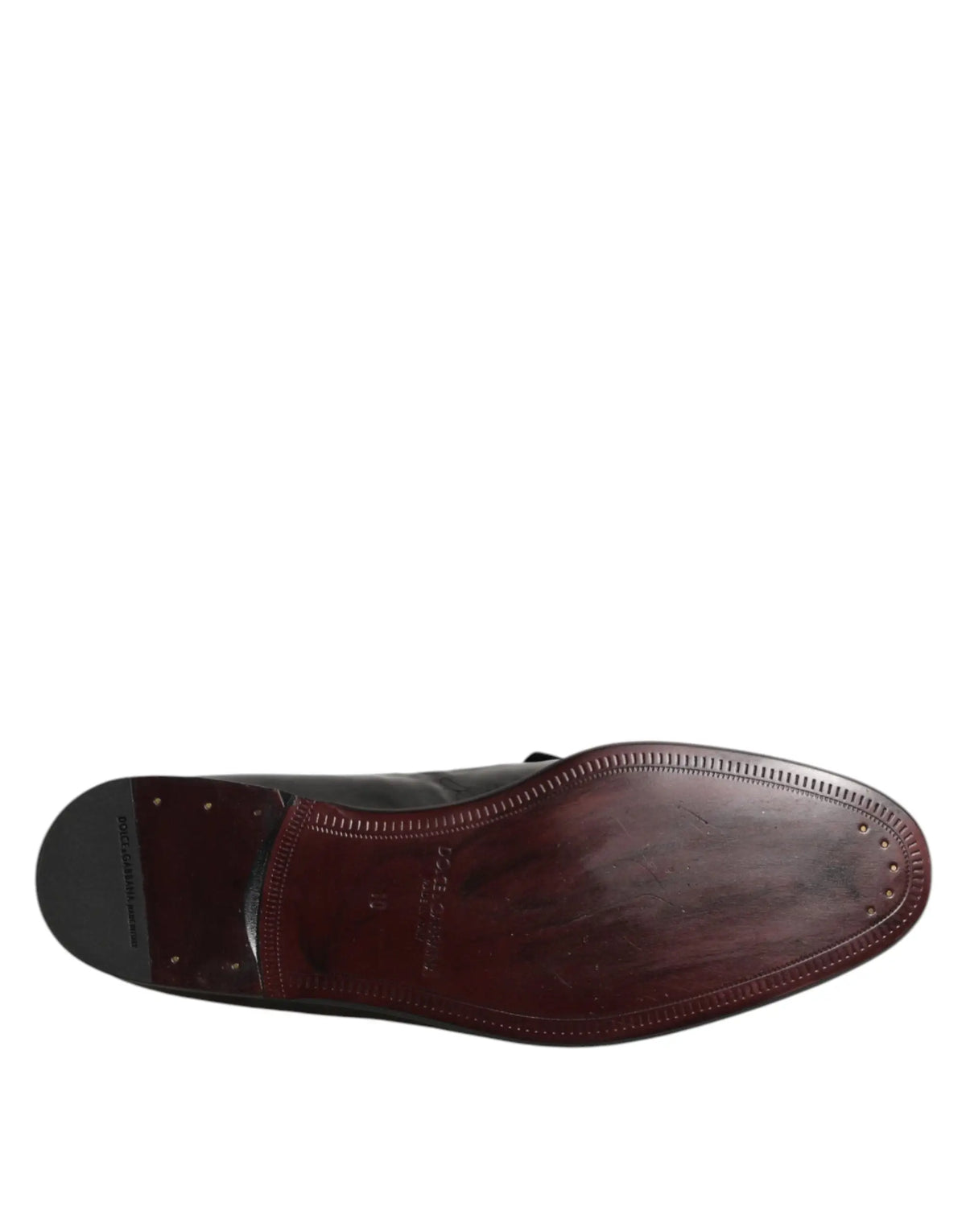 Semelle arrière de chaussure en cuir marron foncé avec talon en caoutchouc noir chaussures habillées dolce & gabbana homme