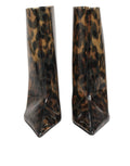 Bottes dolce & gabbana hautes en vinyle leopard brillant avec bout pointu et design effilé