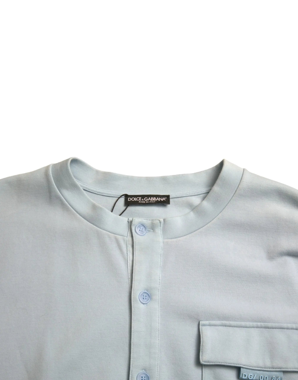 Chemise à boutons dolce & gabbana bleu clair en coton avec col et patte de boutonnage devant